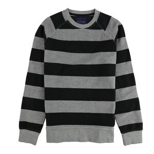 American Eagle Mens Striped Crew Neck Sweatshirt, blackgray, S